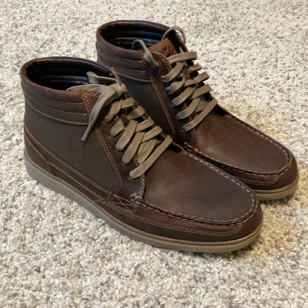 New Clarks Brayer Sport Moc sz 9 6-Eye Brown Chukka Leather Boots mens